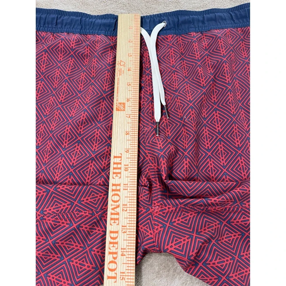 Fair Harbor Swim Trunks Shorts XL Red Geometric Pattern Recycled Polyester Blend